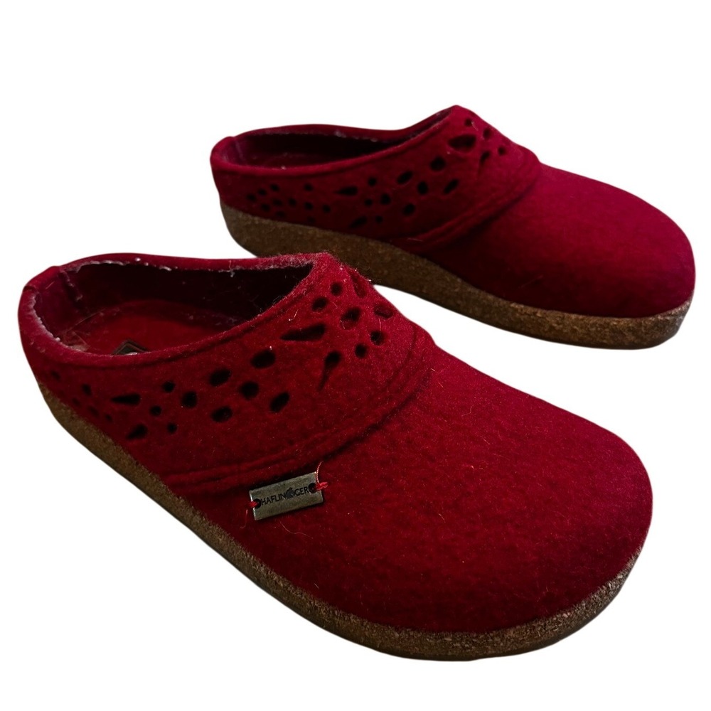 Haflinger Red Wool Felt Clogs Women's EU 39